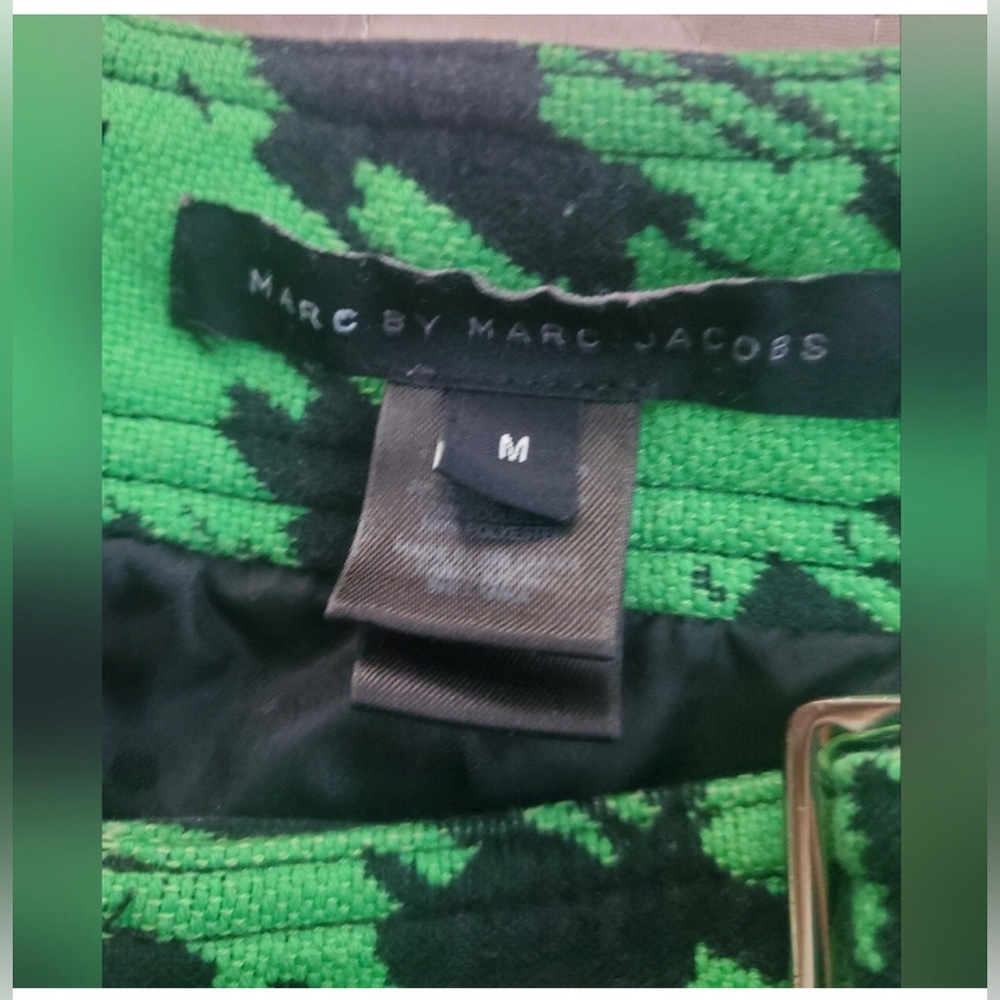 Marc by Marc Jacobs Green and Black Houndstooth Mini Dress - Picture 6 of 8
